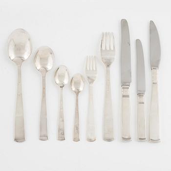 Jacob Ängman, a 77-piece 'Rosenholm' silver cutlery, mark of GAB, including Stockholm 1965.