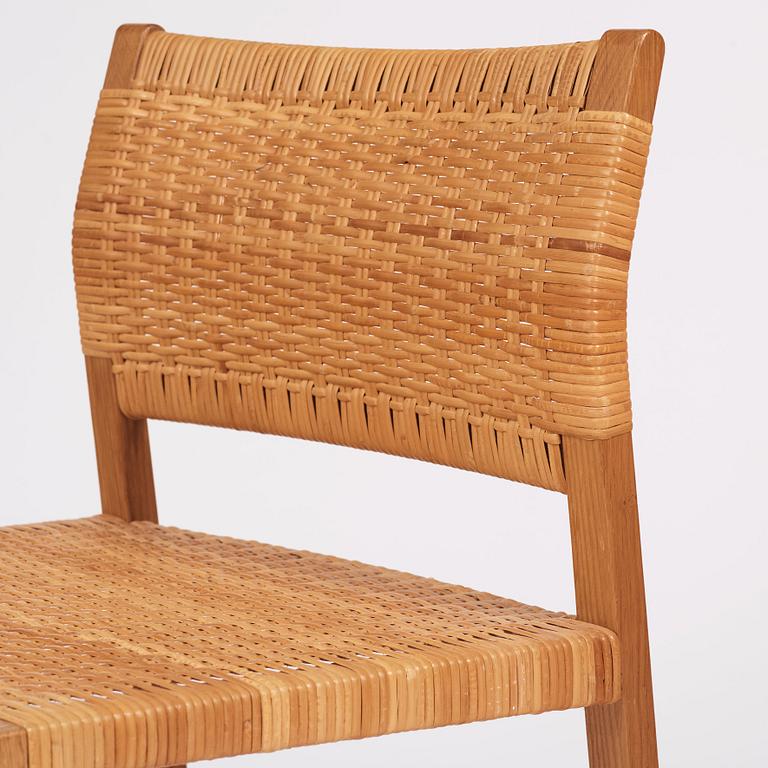 Børge Mogensen, a set of six oak and rattan 'BM61' chairs and a pair of BM62, Fredericia, Denmark, 1950s.