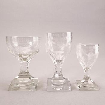 A Kosta 24 pcs glass service "Flach" early 1900s.