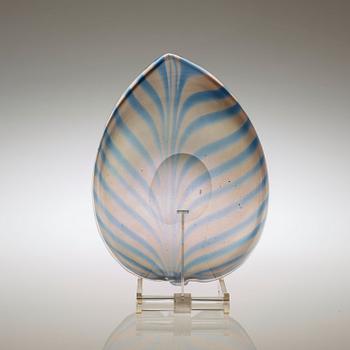 A Tyra Lundgren irridescent blue and smoke coloured glass bowl, Venini, Murano, Italy, 1930's-40's.