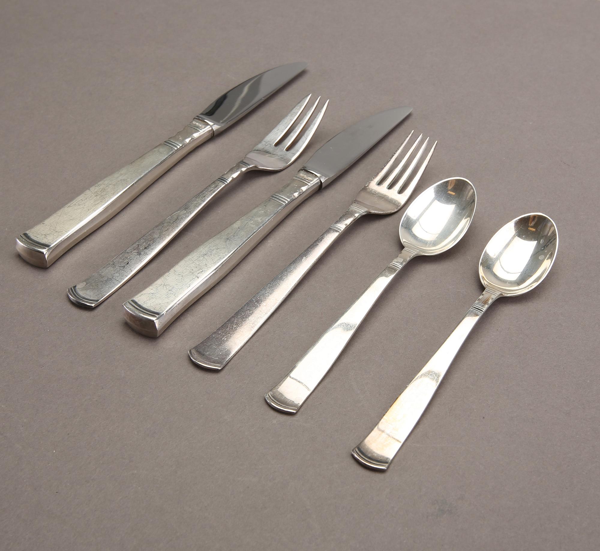 Jacob Ängman, a part 'Rosenholm' silver cutlery, GAB, Stockholm, mixed years (24 pieces).
