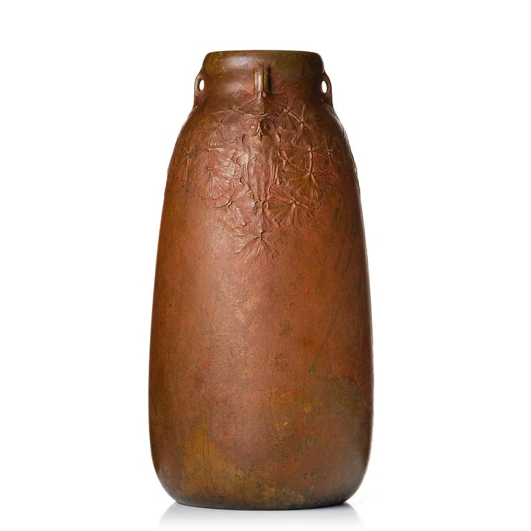 Hugo Elmqvist, an Art Nouveau patinated bronze vase, Stockholm early 1900's.