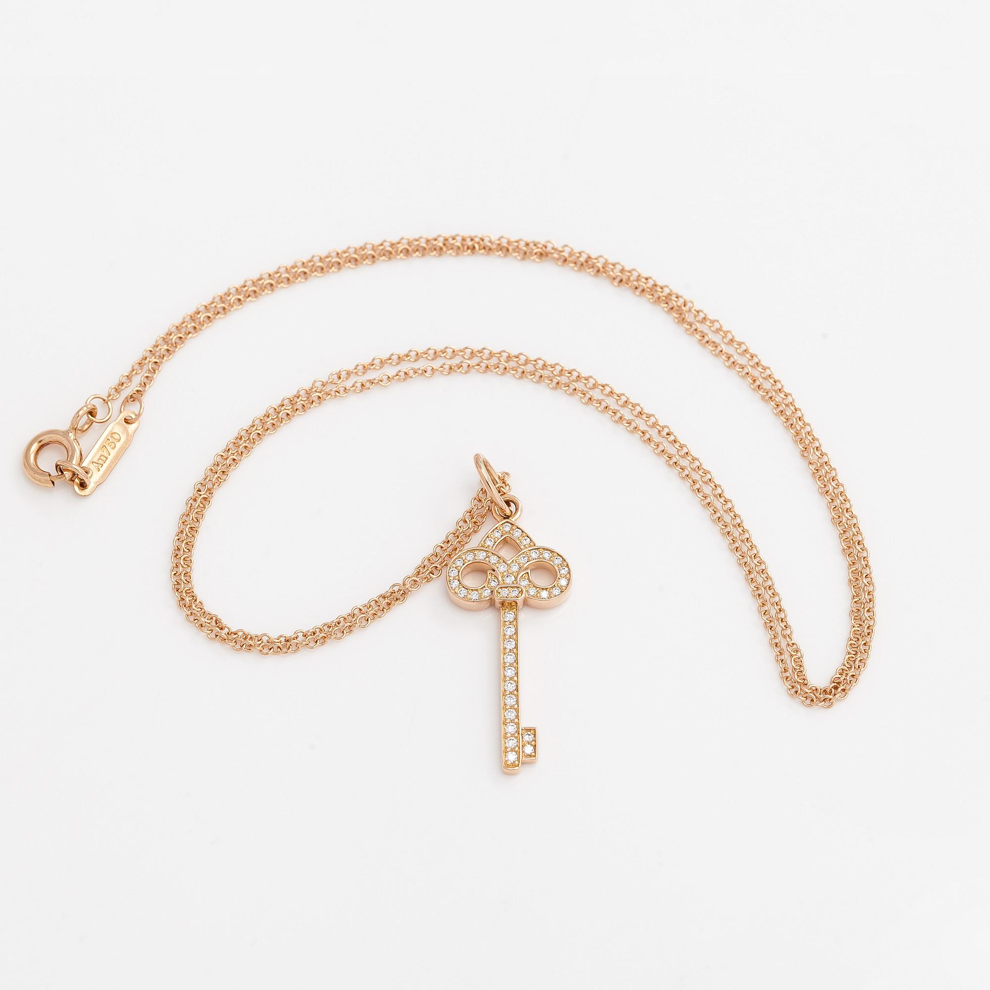 Tiffany & Co, kaulakoru, "Tiffany Keys" 18K ruusukultaa ja briljanttihiottuja timantteja.