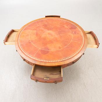 An English mahogany and leather drumtable mid 1900s.