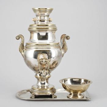 SAMOVAR, 3 delar, nysilver, Plewkiewicz, Warsawa, 1800-talets slut.