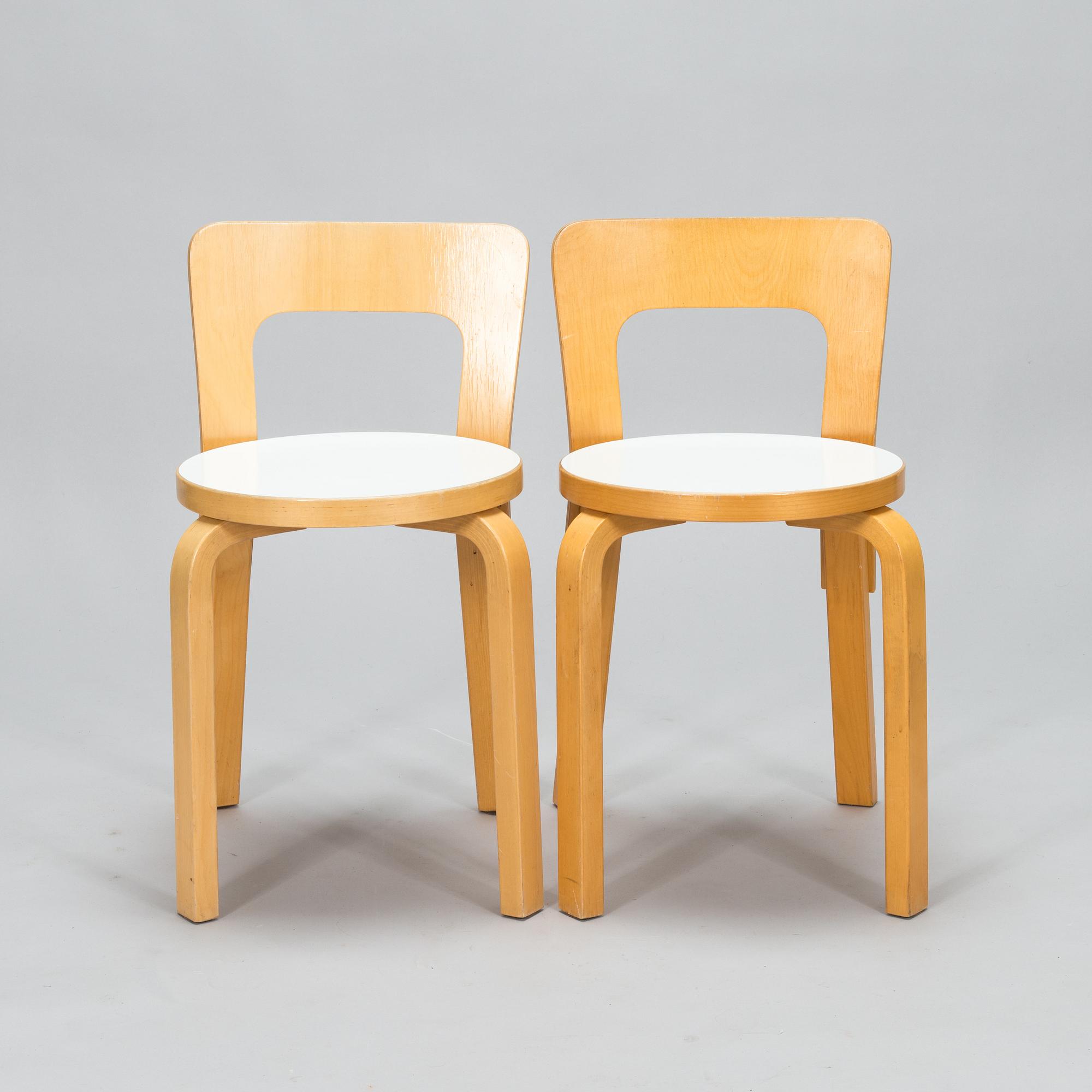 Alvar Aalto,  stolar, 5 st, modell 65, Artek 2000-tal.