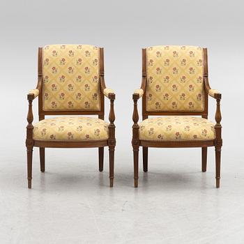 A pair of Directoire-style armchairs, 20th century.