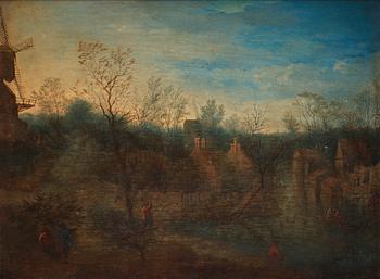 554. Jan Brueghel dy In the manner of the artist, Landscape with figures by a creek.