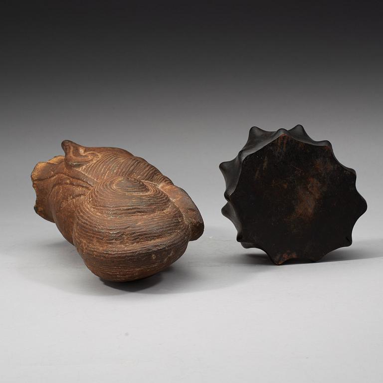 A Chinese stone head of Guanyin, possibly Tangdynasty.
