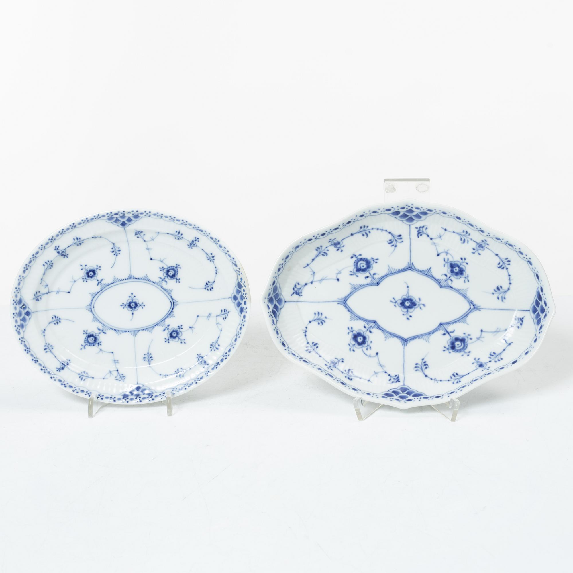 Royal Copenhagen, a 58-piece porcelain 'Blue Fluted' dinner and tea service, Denmark, mostly 1889-1934 but some pieces 1950-1984.