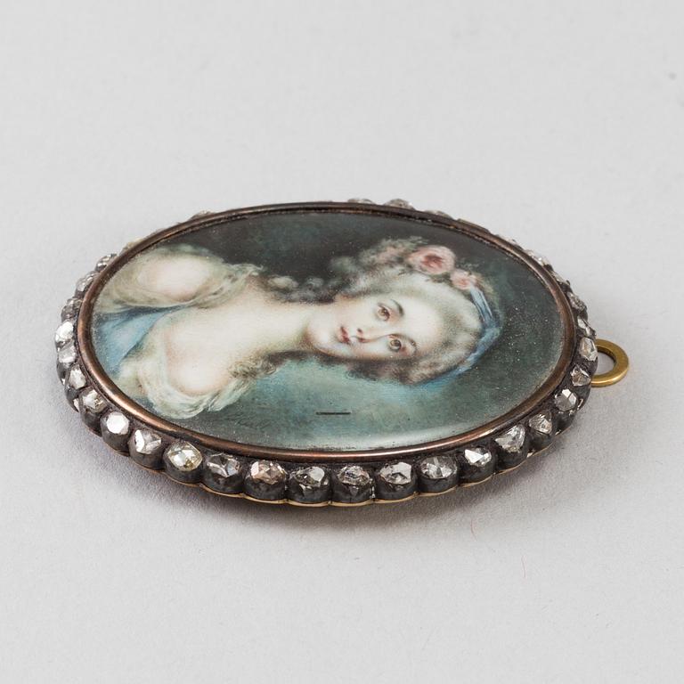 PETER ADOLF HALL, miniature. Signed. Gouache.