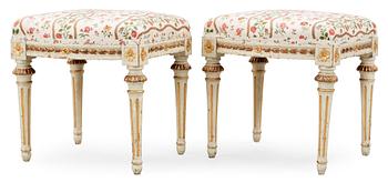 696. A pair of Gustavian stools by J. Lindgren.