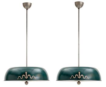 573. A pair of Bo Notini celing lamps, Böhlmarks, Sweden, 1930's.