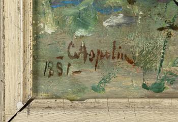 Carl Aspelin, olja på pannå, signerad och daterad 1881.