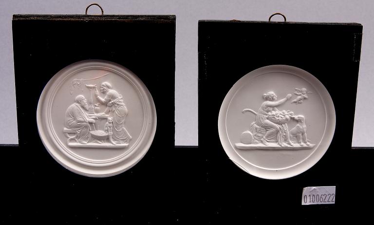 RELIEFER, 4 st, gips, efter Bertel Throvaldsen, 1800/1900-tal.