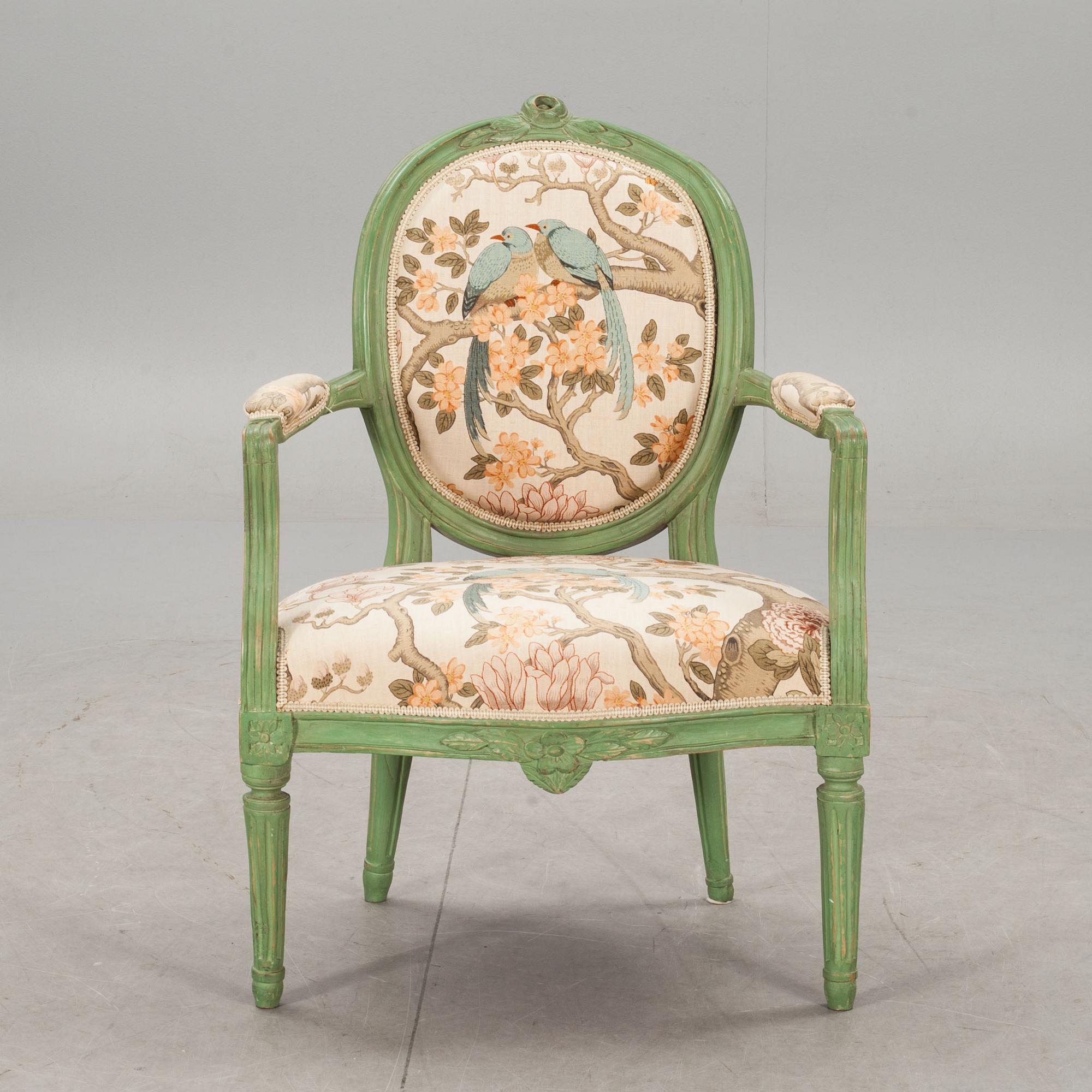 KARMSTOL, gustaviansk,  1700-talets slut.