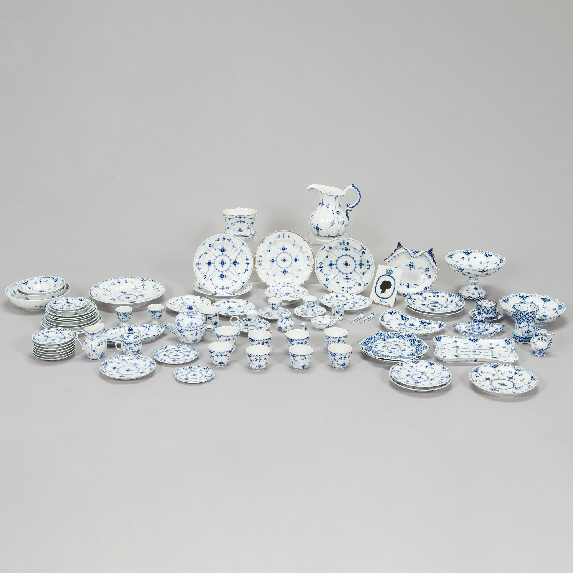Royal Copenhagen, A 66-piece service "Blue Fluted, Full Lace and Half Lace', Denmark.