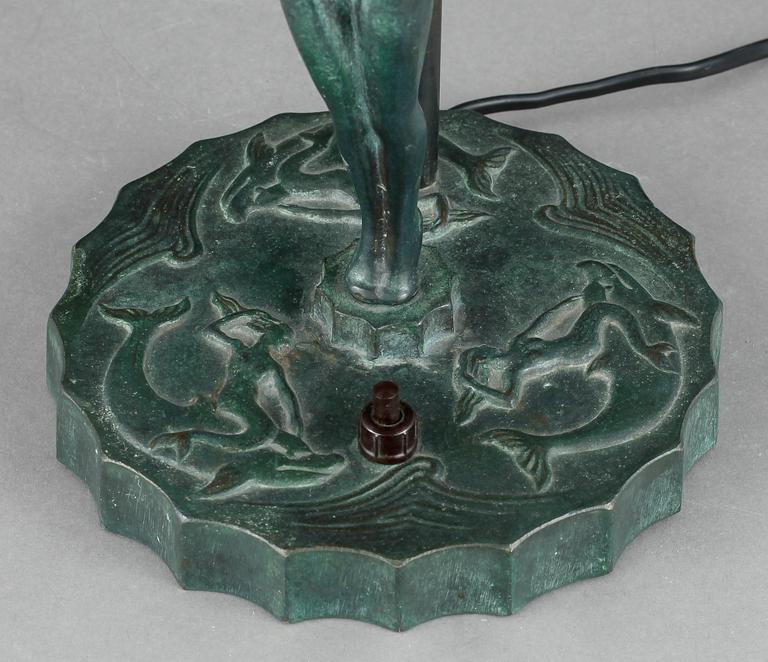 BORDSLAMPA, brons, art deco, 1920-tal.