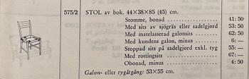 Gemla, stolar, ett par, modell "575/2", Diö, 1900-talets mitt.