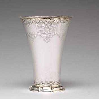 A Swedish 18th century parcel-gilt silver beaker, mark of Sven Örn, Stockholm 1757.