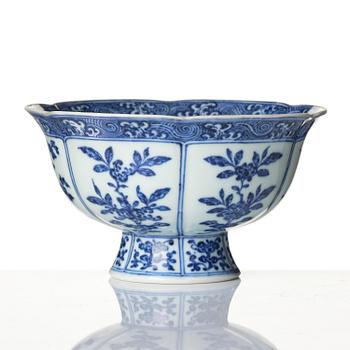 A blue and white 'sanduo' lobed bowl, Qing dynasty, Yongzheng mark and of the period (1723-35).