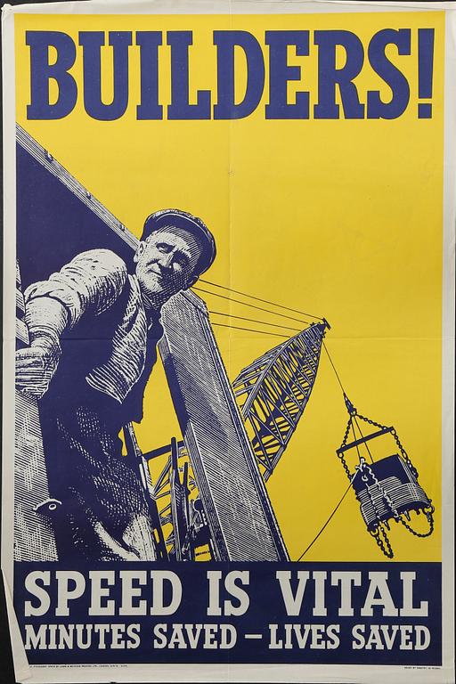 KRIGSAFFISCHER, 10 st, bla Bombs from Bricks!, England 1940-tal.