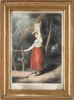 FÄRGGRAVYRER, 2 st, Richard Westall efter Thomas Gaugain, publicerade av Clay and Scriven, London 1801.