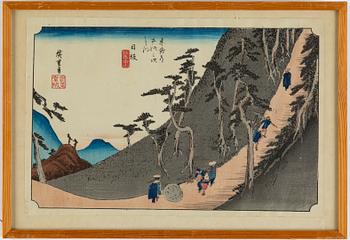 Ando Utagawa Hiroshige, after, a woodblock print in colours, 19th Century.