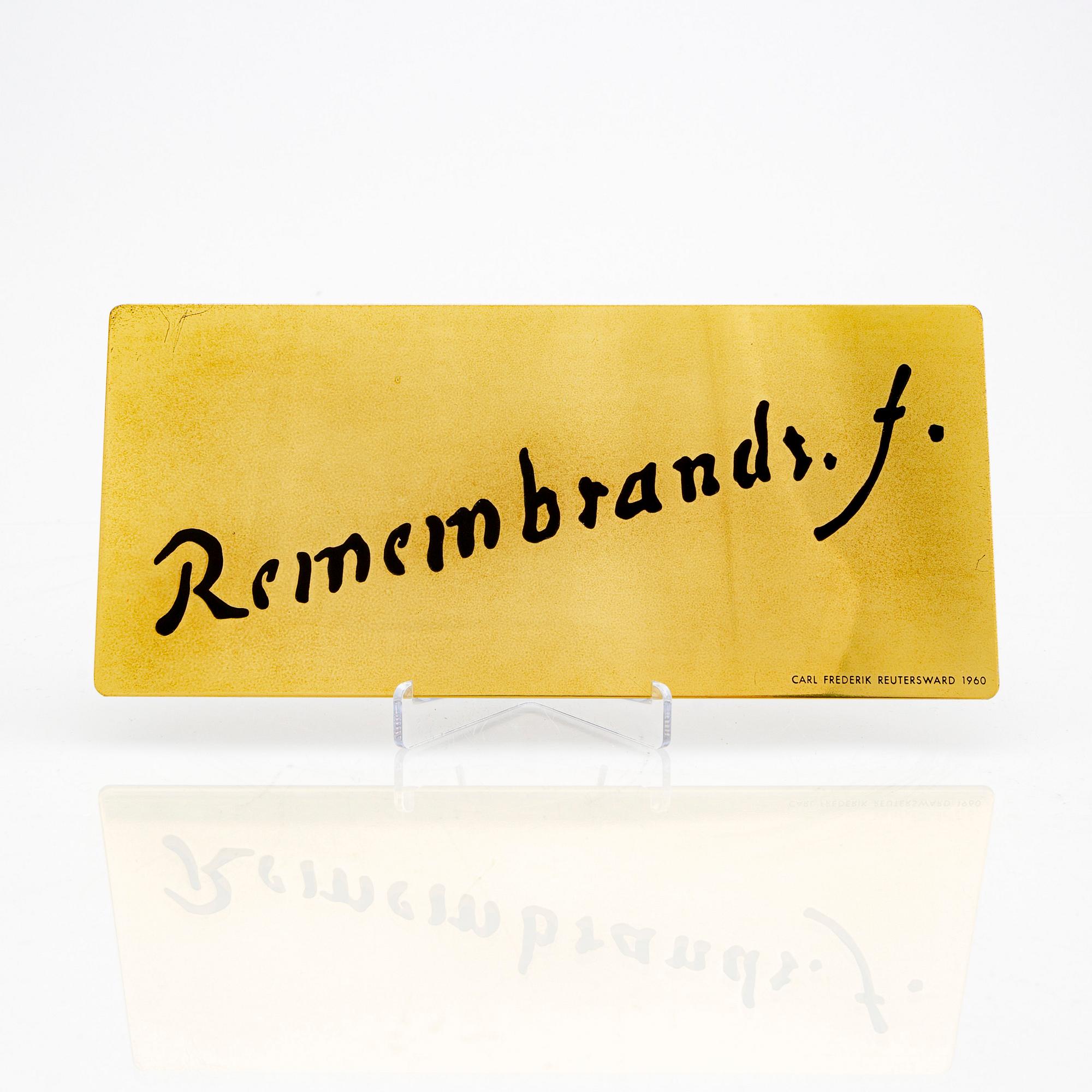 A brass multipel by Carl Fredrik Reuterswärd, signed in the plate 7/99.