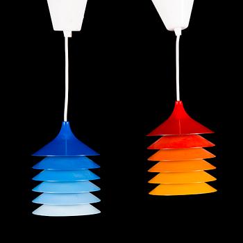 IKEA, TAKLAMPOR, 2 ST, "Duett", modellen formgiven av Bent Boysen för Ikea 1983.