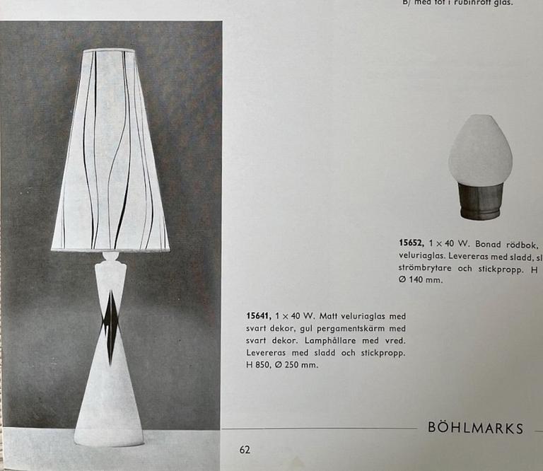 Uno Westerberg, a model 15641 table lamp, Böhlmarks, 1950's.