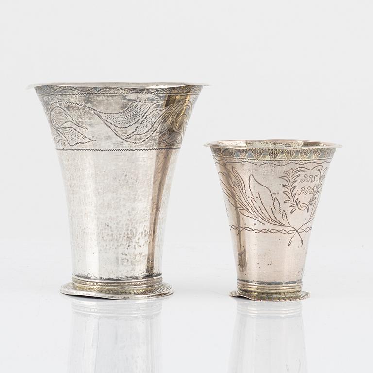 Two Swedish Silver Beakers, early 19th Century.