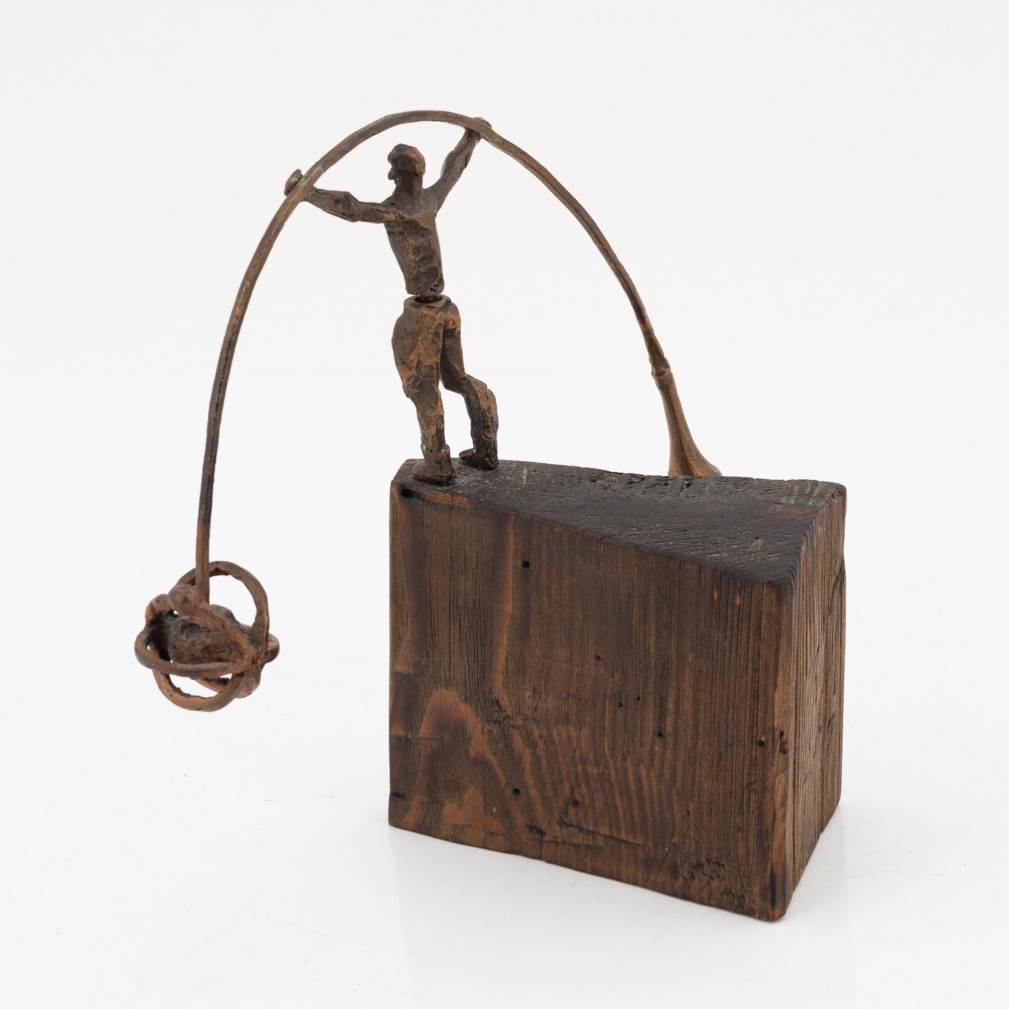 Puck Stocklassa, sculpture, bronze and pine, signed Puck.