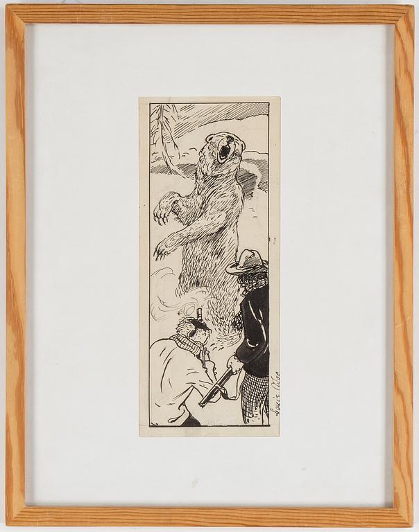 LOUIS MOE, teckningar, 5 st, signerade.