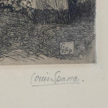 LOUIS SPARRE, etsning, signerad.