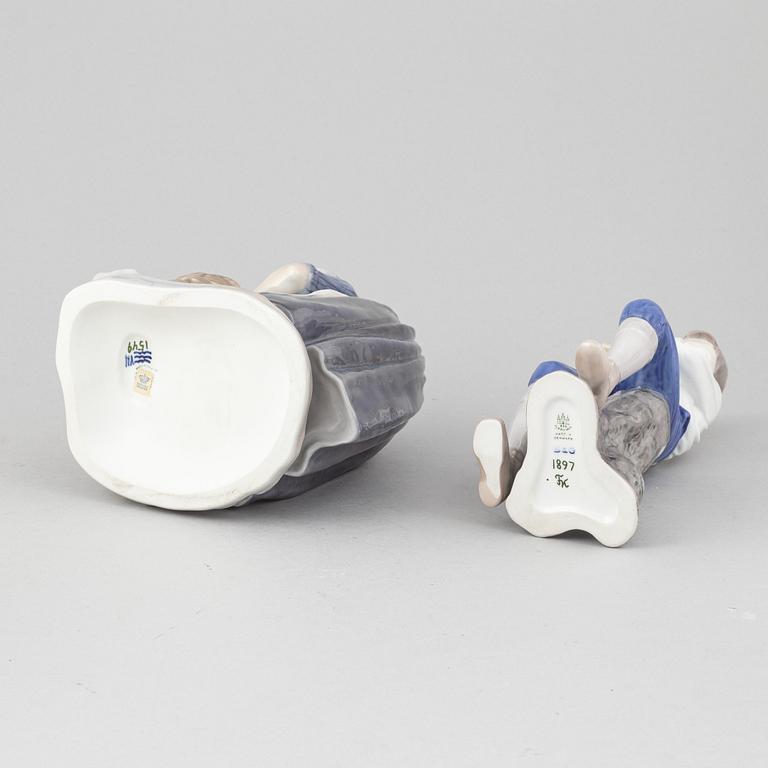 A set of four porcelain figurines, Bing & Grøndahl and Royal Copenhagen, Denmark.