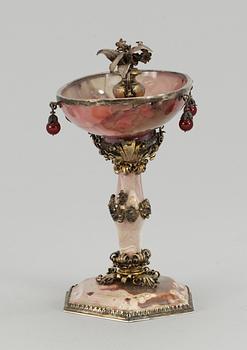 A Baroque-style agate and metal cup.