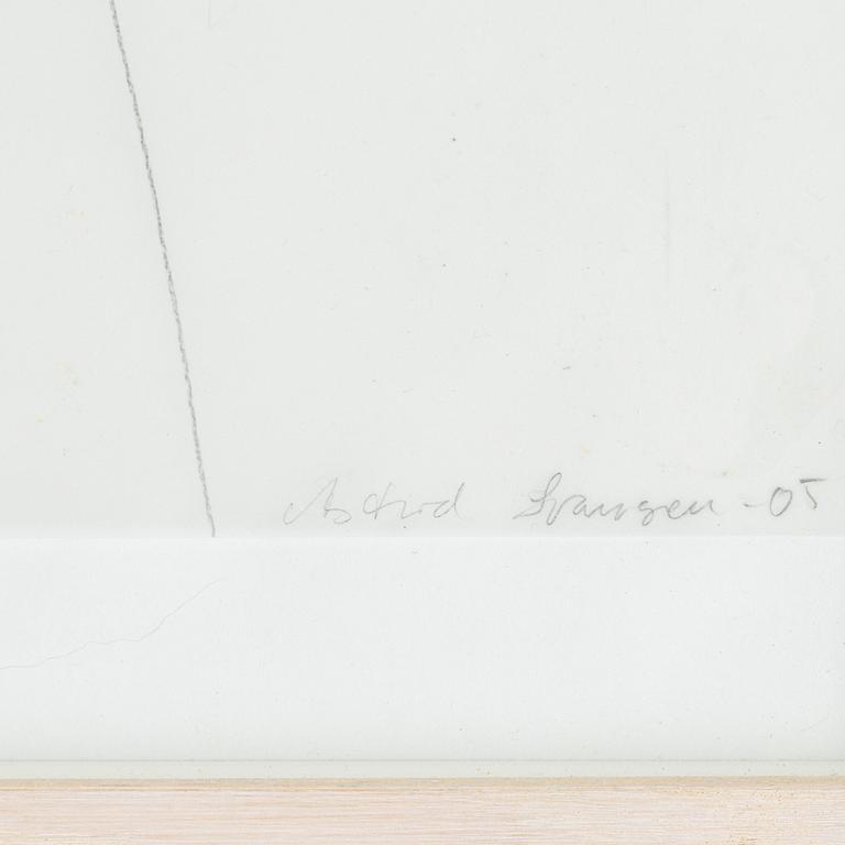 Astrid Svangren, crayon on papaer, signed and dated -05.