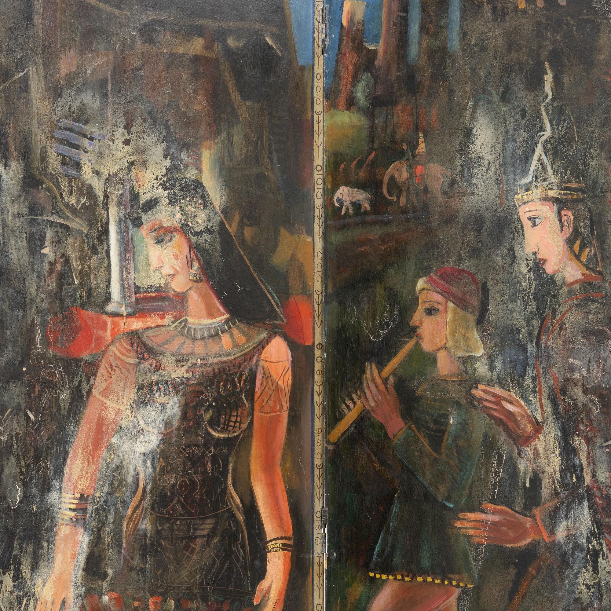 A folding screen, early 20th century.