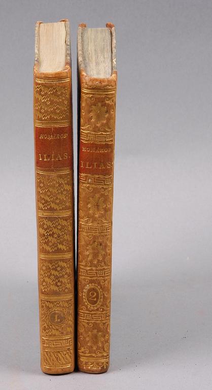 BÖCKER, 2 vol, "Iliaden" av Homeros, översatt av Marcus Wallenberg, Stockholm 1814 resp 1815.