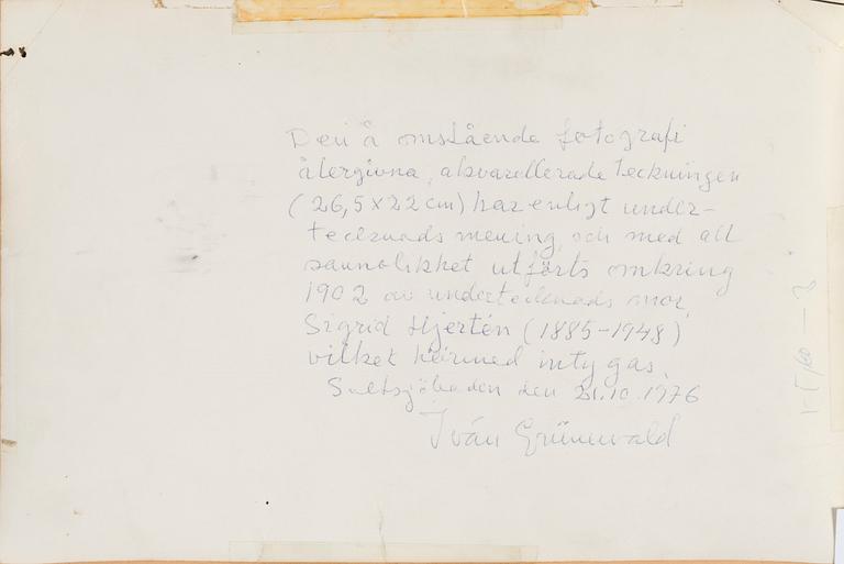 Sigrid Hjertén, akvarell på papper, signerad SH.