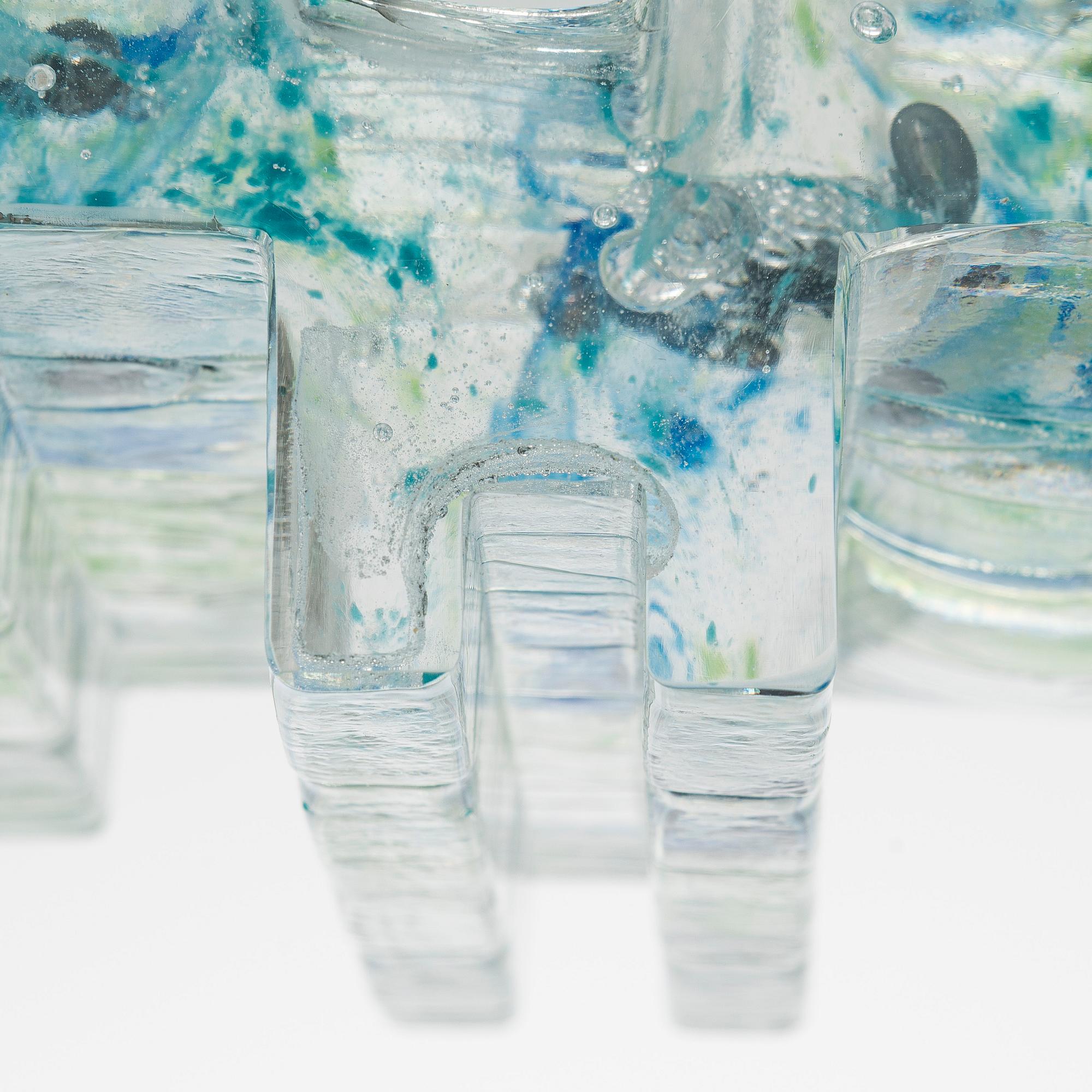 Helena Tynell, glasskulptur, "Skog", signerad Helena Tynell Riihimäen Lasi Oy.