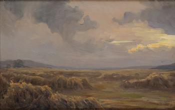 Axel Fahlcrantz, "Hay harvest, evening light, the rain subsides".