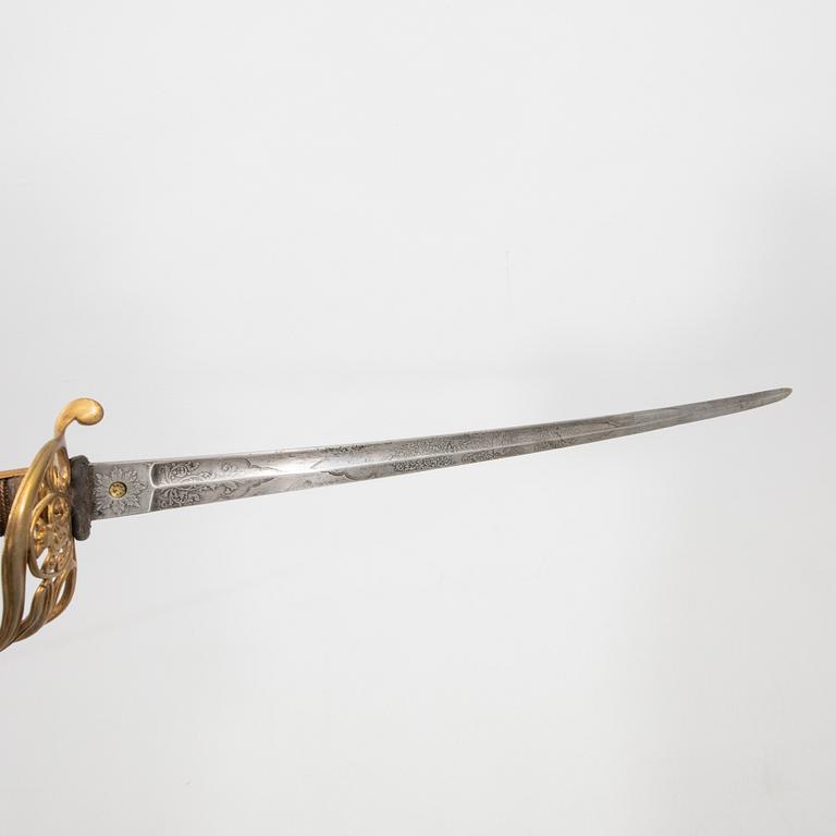 A British officer's sabre 1822 pattern with scabbard.