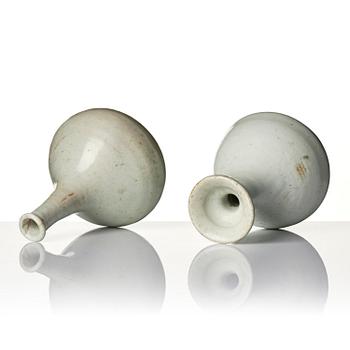A set of two white glazed vases, Korea, Joseon.