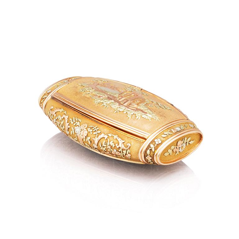 A French gold box en quatre couleurs, marks of Christian Petschler, Paris 1814-1822.