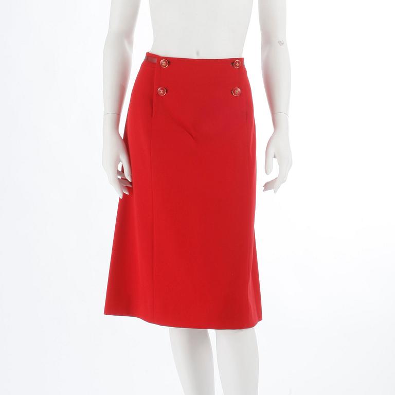 CÉLINE, a red woolblend skirt.