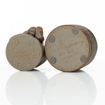 Lisa Larson, stengods,  burk med lock, stengods, unik, Gustavsberg studio,