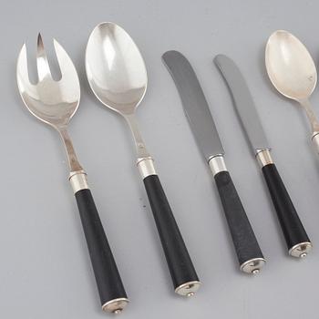 99 pieces of silvered metal cutlery, "Creation Peter", second half of the 20th century.