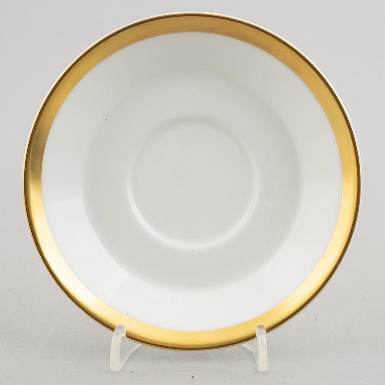 Karin Björquist, five 'Nobel' bone china coffee cups with saucers, Rörstrand.